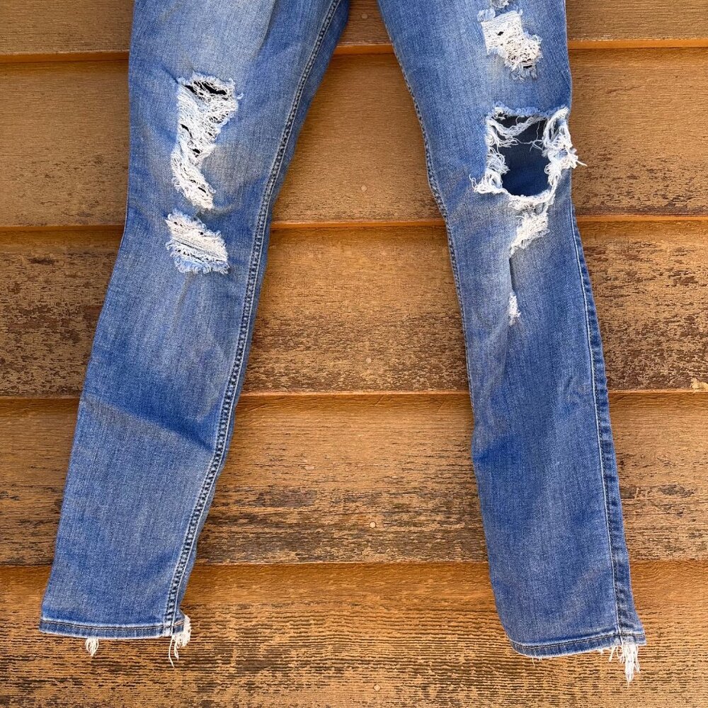 Hollister Curvy High-Rise Super Skinny Distressed Jeans W28 L30 Blue Denim Women - Picture 5 of 13